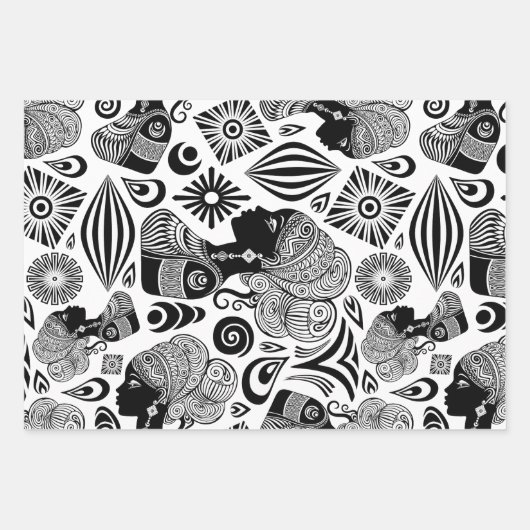 Afrikanische Girl Portrait Tribal Tattoo Geschenkpapier Set (Vorderseite)