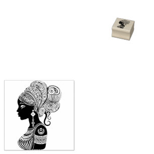 Afrikanische Girl Portrait Tribal Tattoo Gummistempel