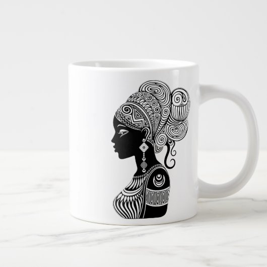 Afrikanische Girl Portrait Tribal Tattoo Jumbo-Tasse (Rechts)