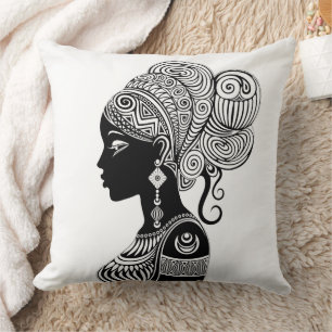 Afrikanische Girl Portrait Tribal Tattoo Kissen