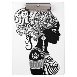 Afrikanische Girl Portrait Tribal Tattoo Klemmbrett