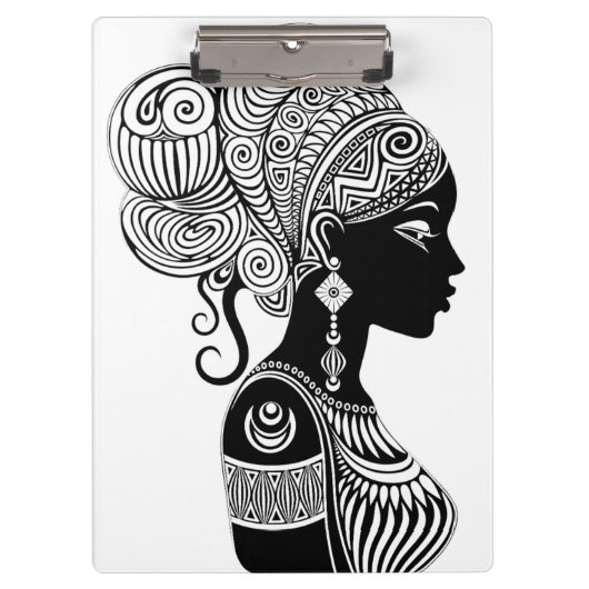 Afrikanische Girl Portrait Tribal Tattoo Klemmbrett (Vorderseite)