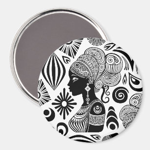Afrikanische Girl Portrait Tribal Tattoo Magnet