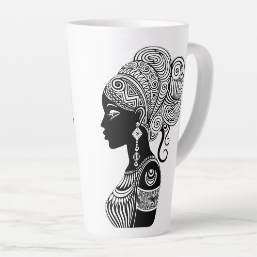 Afrikanische Girl Portrait Tribal Tattoo Milchtasse (Rechte Ecke)