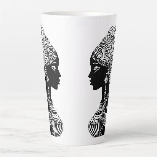 Afrikanische Girl Portrait Tribal Tattoo Milchtasse (Vorderseite)
