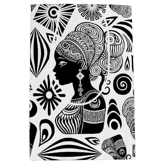 Afrikanische Girl Portrait Tribal Tattoo Mittlere Geschenktüte (Vorderseite)