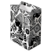 Afrikanische Girl Portrait Tribal Tattoo Mittlere Geschenktüte (Rückseite Schrägansicht)