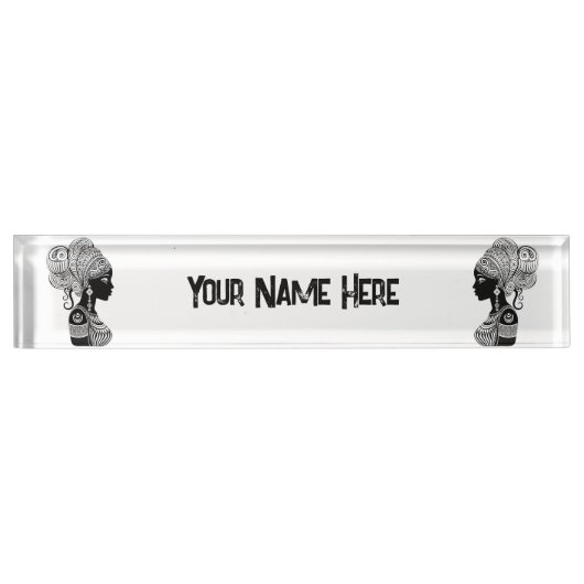 Afrikanische Girl Portrait Tribal Tattoo Namensplakette (Vorderseite)