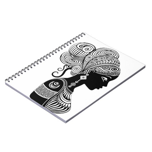 Afrikanische Girl Portrait Tribal Tattoo Notizblock (Linke Seite)