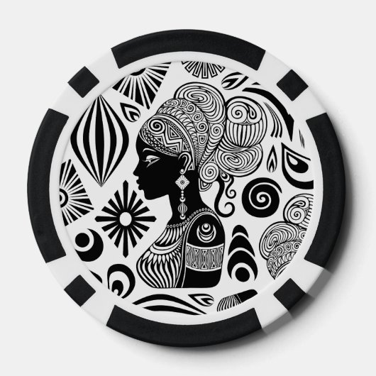 Afrikanische Girl Portrait Tribal Tattoo Pokerchips (Rückseite)