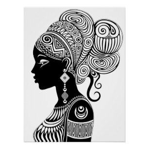 Afrikanische Girl Portrait Tribal Tattoo Poster