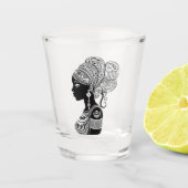 Afrikanische Girl Portrait Tribal Tattoo Schnapsglas (Vorderseite)