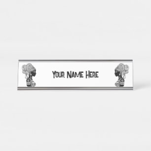 Afrikanische Girl Portrait Tribal Tattoo Schreibtischnamensplakette