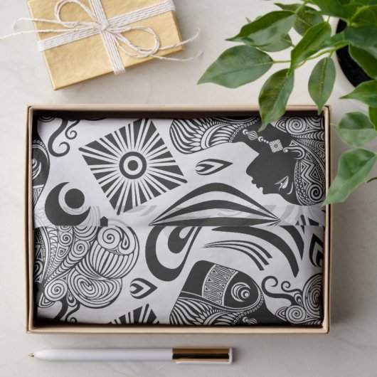 Afrikanische Girl Portrait Tribal Tattoo Seidenpapier (Geschenk)