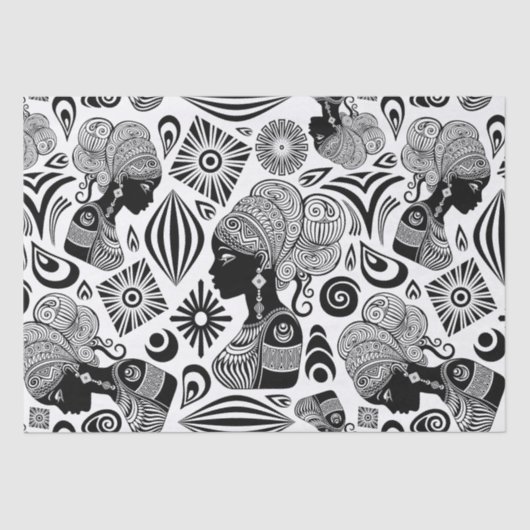 Afrikanische Girl Portrait Tribal Tattoo Seidenpapier (Vorderseite)