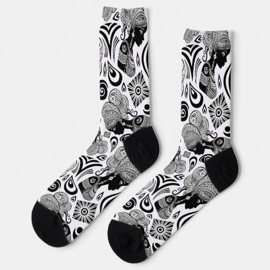 Afrikanische Girl Portrait Tribal Tattoo Socken (Linkes Detail)