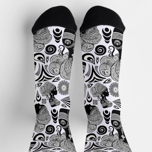 Afrikanische Girl Portrait Tribal Tattoo Socken (Oben)