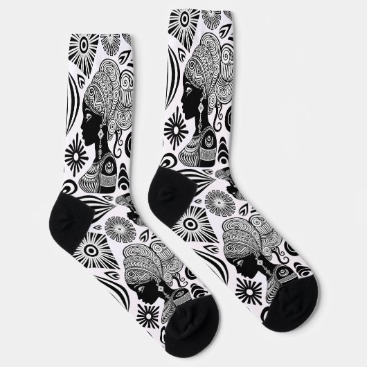 Afrikanische Girl Portrait Tribal Tattoo Socken (Rechts)