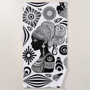 Afrikanische Girl Portrait Tribal Tattoo Strandtuch