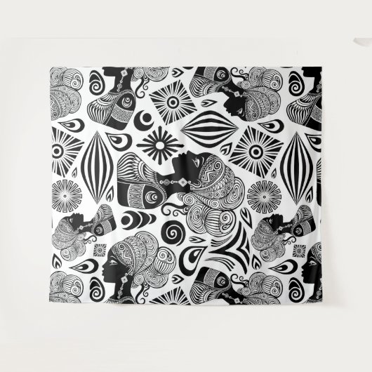 Afrikanische Girl Portrait Tribal Tattoo Wandteppich (Vorderseite (Horizontal))