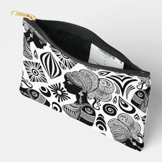 Afrikanische Girl Portrait Tribal Tattoo Zubehörtasche (Offen)