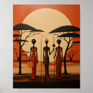 Afrikanische Girls Illustration Minimalistische af Poster