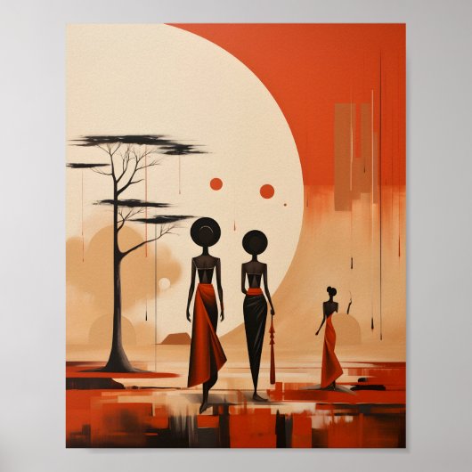 Afrikanische Girls Illustration Minimalistisches A Poster (Vorne)
