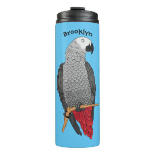 Afrikanische Graupapagei-Cartoon-Illustration  Thermosbecher