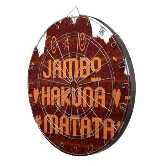 Afrikanische Gruß: Jambo Hakuna Matata Holzdesign Dartscheibe (Vorderseite rechts)