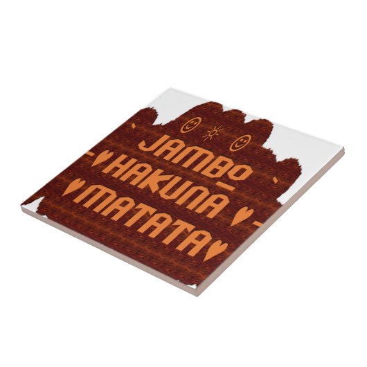 Afrikanische Gruß: Jambo Hakuna Matata Holzdesign Fliese (Seite)