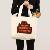 Afrikanische Gruß: Jambo Hakuna Matata Holzdesign Jumbo Stoffbeutel (Vorderseite (Produkt))