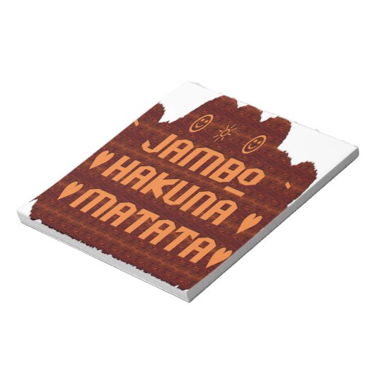 Afrikanische Gruß: Jambo Hakuna Matata Holzdesign Notizblock (Rotiert)