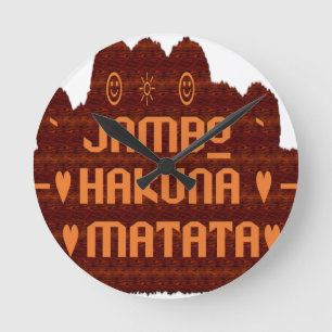 Afrikanische Gruß: Jambo Hakuna Matata Holzdesign Runde Wanduhr