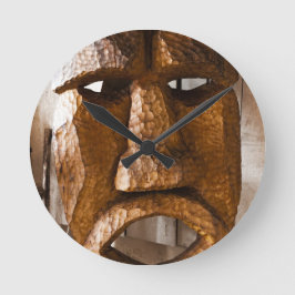 Afrikanische Hand geschnitzte Maske Runde Wanduhr