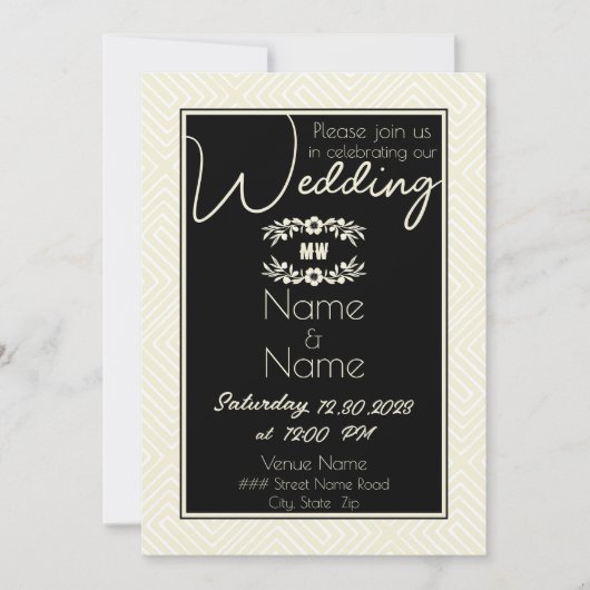 Afrikanische Hochzeit in Schwarz und Weiß Einladung (Vorderseite)