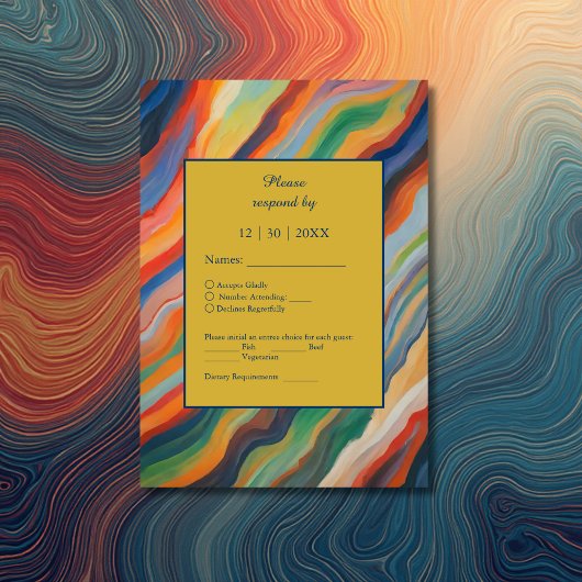 Afrikanische Hochzeit in Urlaubsort aus abstraktem RSVP Karte