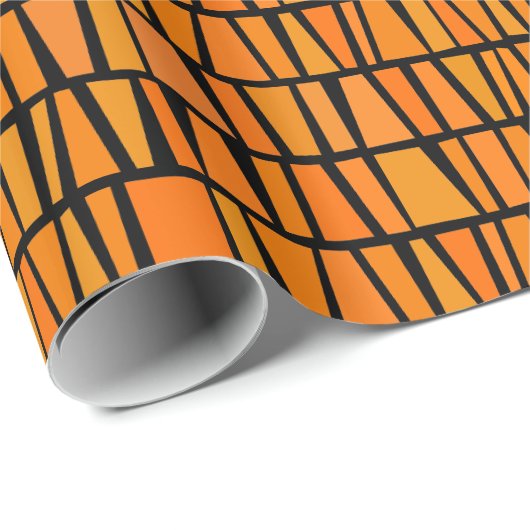 Afrikanische inspirierte orange Dominos Geschenkpapier (Rolleneckpunkt)