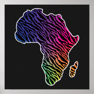 Afrikanische Karte Afrikanischer Pride Zebra Muste Poster