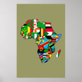 Afrikanische Karte Afrikas Flaggen in Länderkarten Poster (Vorne)