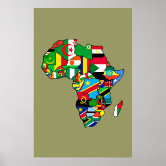 Afrikanische Karte Afrikas Flaggen in Länderkarten Poster