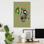 Afrikanische Karte Afrikas Flaggen in Länderkarten Poster (Heimbüro)