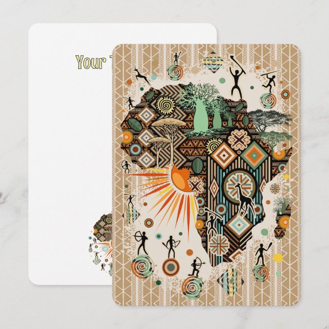 Afrikanische Karte Dekoratives Muster für Stammese (Vorne/Hinten)