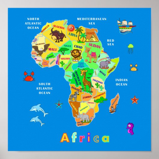 Afrikanische Karte für Kinder Poster (Vorne)
