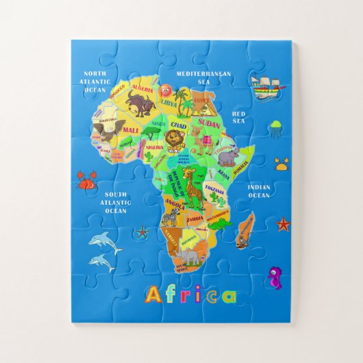 Afrikanische Karte für Kinder Puzzle (Vertikal)