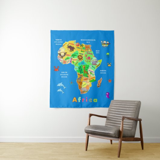 Afrikanische Karte für Kinder Wandteppich (Beispiel)