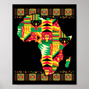 Afrikanische Karte Kente Art Black Afro Pride Afri Poster