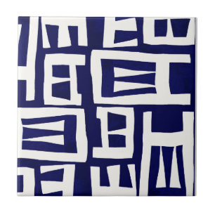 Afrikanische Karte - Navy Elfenbein Fliese
