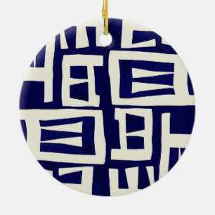 Afrikanische Karte - Navy Elfenbein Keramik Ornament