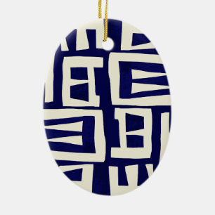 Afrikanische Karte - Navy Elfenbein Keramik Ornament