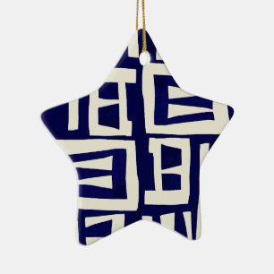 Afrikanische Karte - Navy Ivory Keramik Ornament